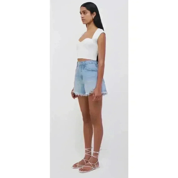 JONATHAN SIMKHAI STANDARD Luca Denim Shorts Distressed Crete Size 24 NEW NWT! - Picture 5 of 10